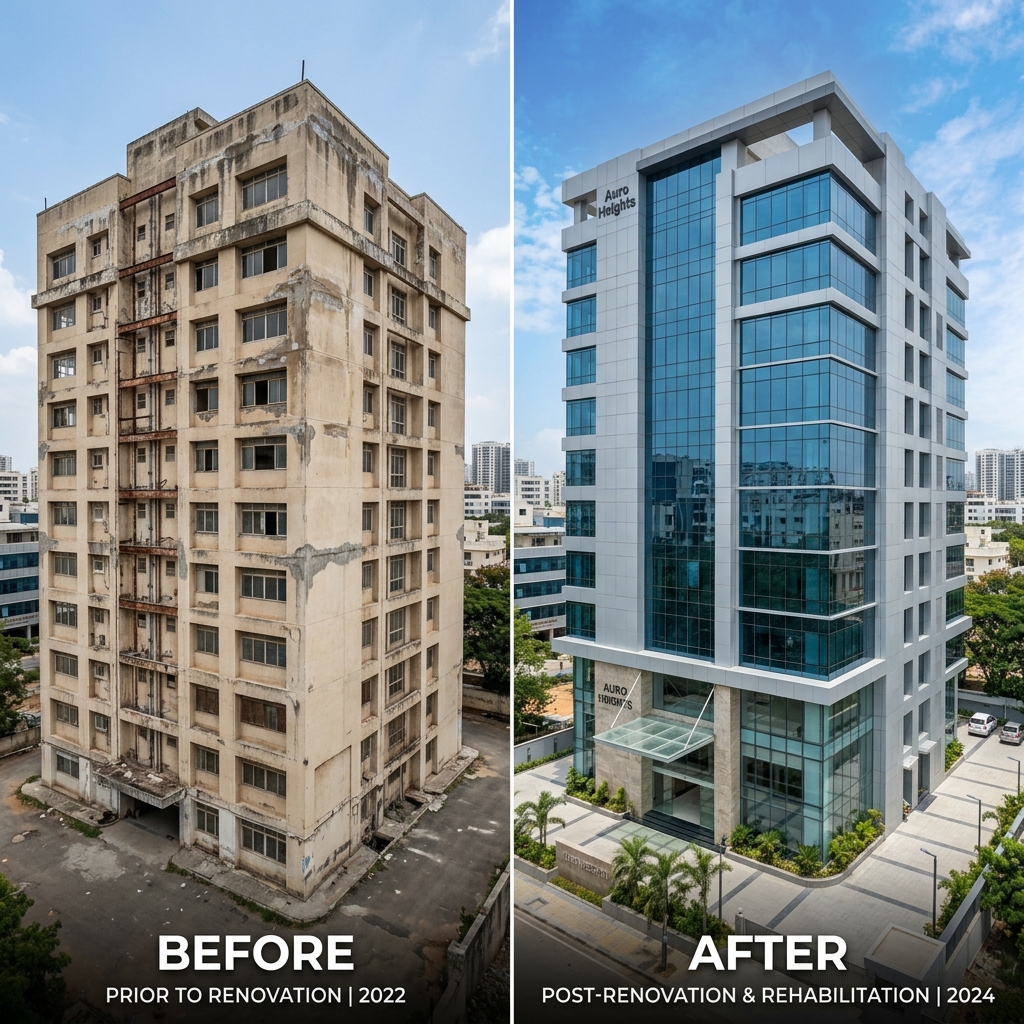 Commercial building renovation and waterproofing by Indoguard Solutions
